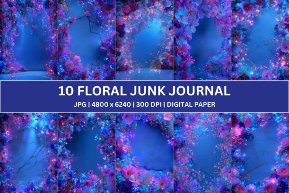10 Neon Night Floral Garden Junk Journal