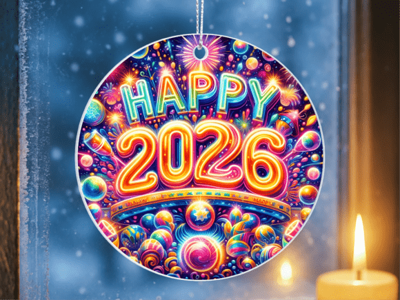 2026 Happy New Year Fireworks Ornament