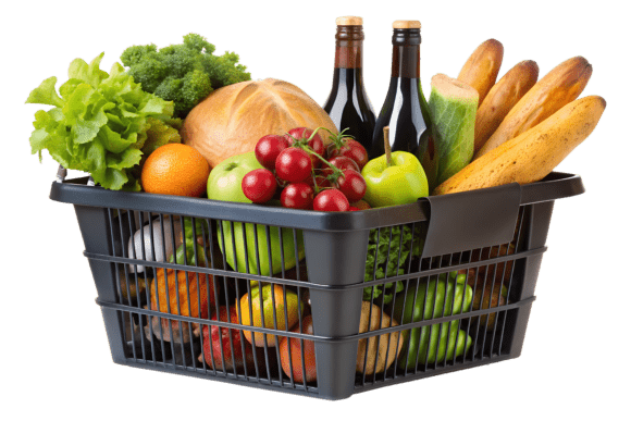 Basket of Groceries with Variety of Item: A Visual Asset for Everyday Life and Creative Projects