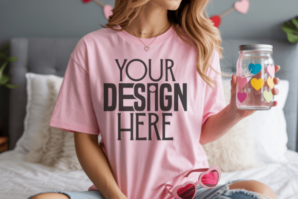 Bella Canvas 3001 Pink Mockup