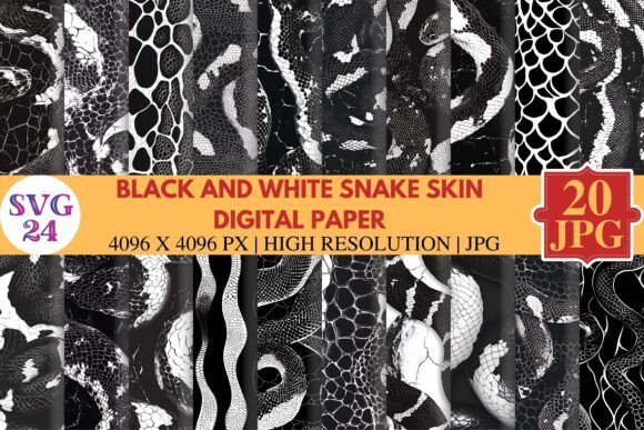 Black and White Snake Skin Digital Paper