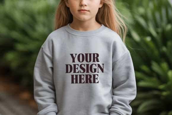 Bring Your Kids’ Apparel Designs to Life with the Gildan 18000B Crewneck Kids Mockup