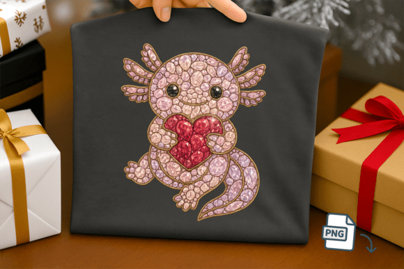 Faux Rhinestone Axolotl PNG: A Luxurious Addition to Your Creative Portfolio