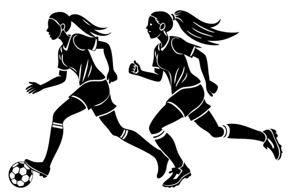 Female Soccer Players in Profile Ready