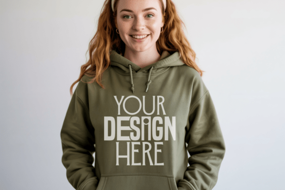 Gildan 18500 Military Green Hoodie Mocku