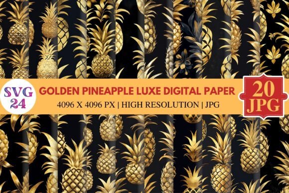Golden Pineapple Luxe Digital Paper