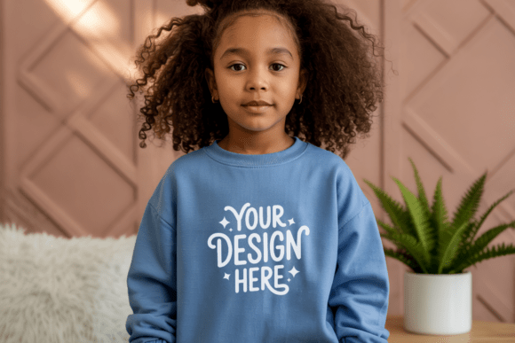 Kids Gildan 18000B Crewneck Mockup 23