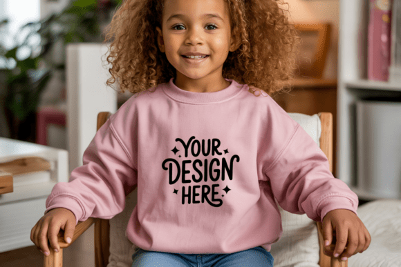 Kids Gildan 18000B Crewneck Mockup 26