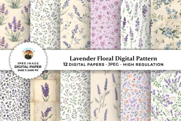 Lavender Floral Digital Patterns