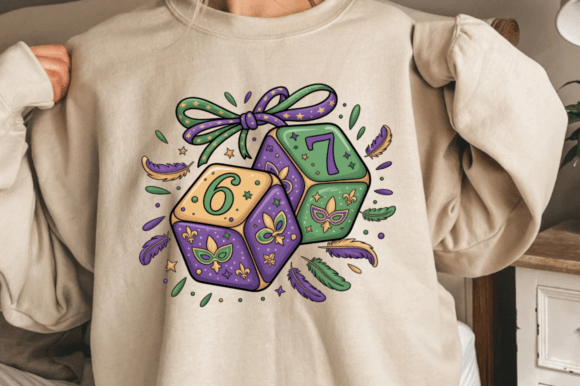 Mardi Gras Dice PNG 6 7 Design, Glitter