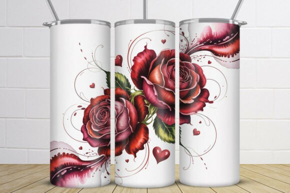Red Rose Valentine Tumbler Wrap PNG