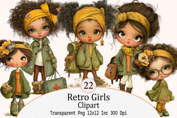 Retro Girls Clipart
