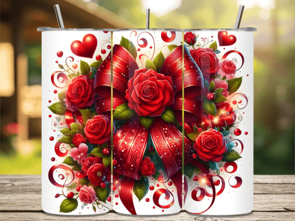 Rose Floral Ribbon Bow Tumbler Wrap