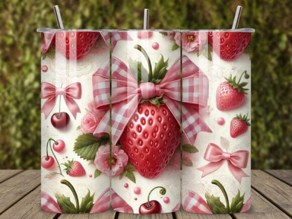 Strawberry Pattern Tumbler Design
