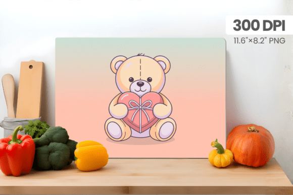 Valentines Day Teddy Bear Hold Gift PNG